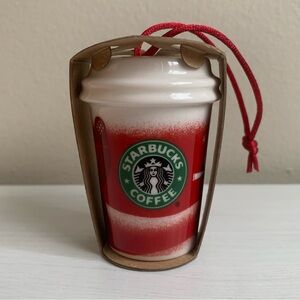 Starbucks 2010 Christmas Holiday Ornament Ceramic Mini Tumbler Cup 2.5"